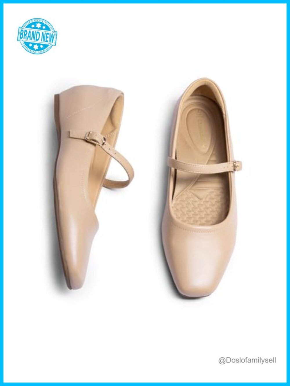 Mary Jane Flats with Arch Support Hidden Wedge Square Toe Vegan PU Leather